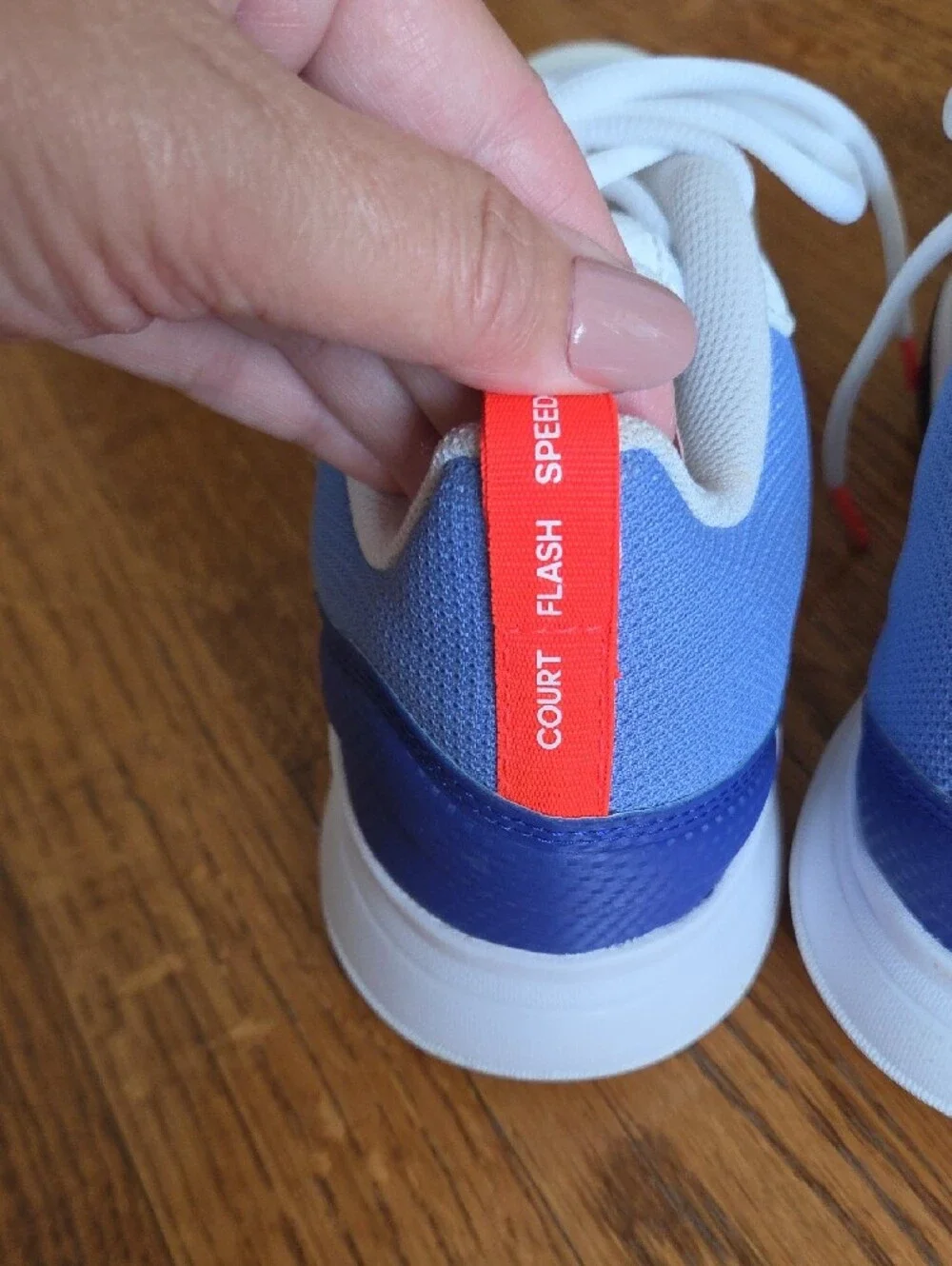 Adidas Kids White Sneakers with Blue and Black Accents